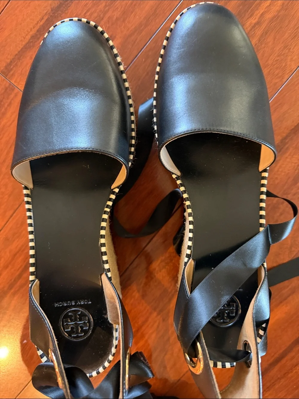 Tory Burch Dandy Leather Espadrille Platform Sandals with Ankle Wrap